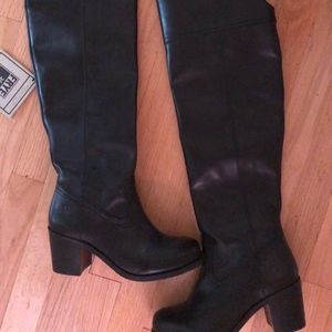Frye Clara Leather Over-the-Knee Boots, Black
